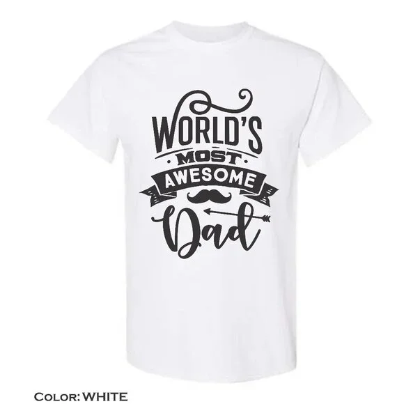 Gildan Men's Shirt World's Most Awesome Dad, Father's Day, Gold, M,L,XL - Picture 7 of 7